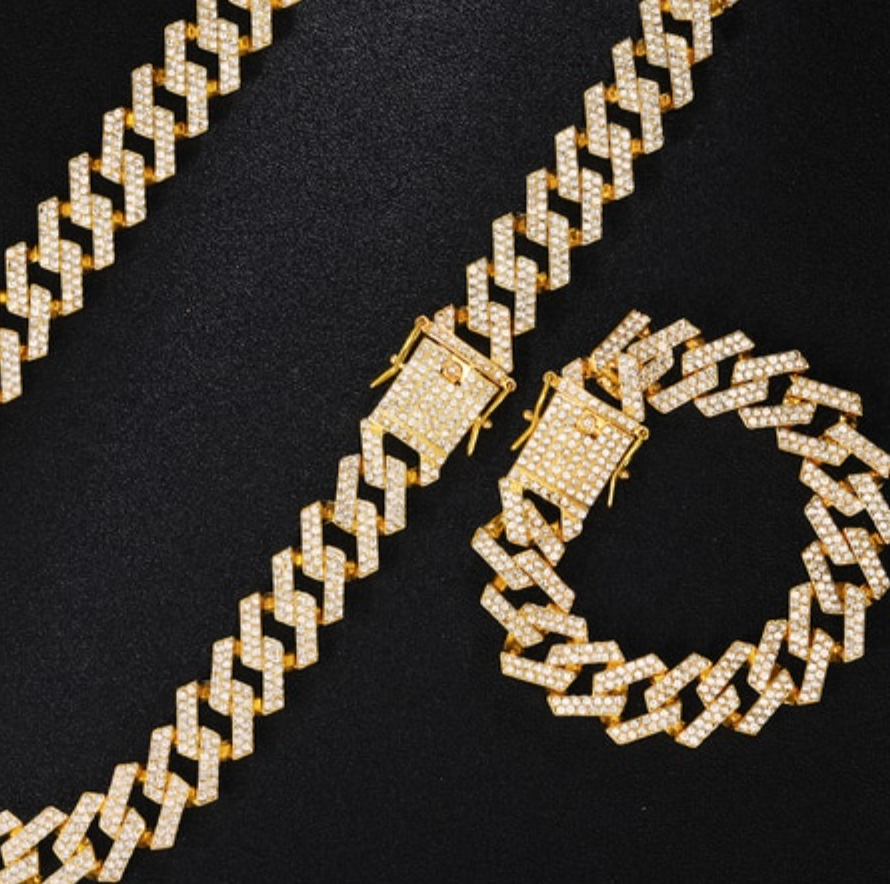 Chunky Cuban Chain Necklace and Bracelet Set - QUINN - RB Fashion Jewellery
